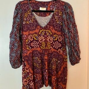 Anthropologie Colorful V-Neck Top